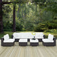 Modway Convene 8-pc Outdoor Patio Sectional Set with Synthetic Rattan Weave in Espresso White MDY-EEI-2204-EXP-WHI-SET