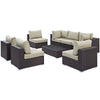 Modway Convene 8-pc Outdoor Patio Sectional Set in Espresso Beige