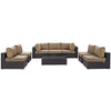 Modway Convene 8-pc Outdoor Patio Sectional Set in Espresso Mocha MDY-EEI-2205-EXP-MOC-SET