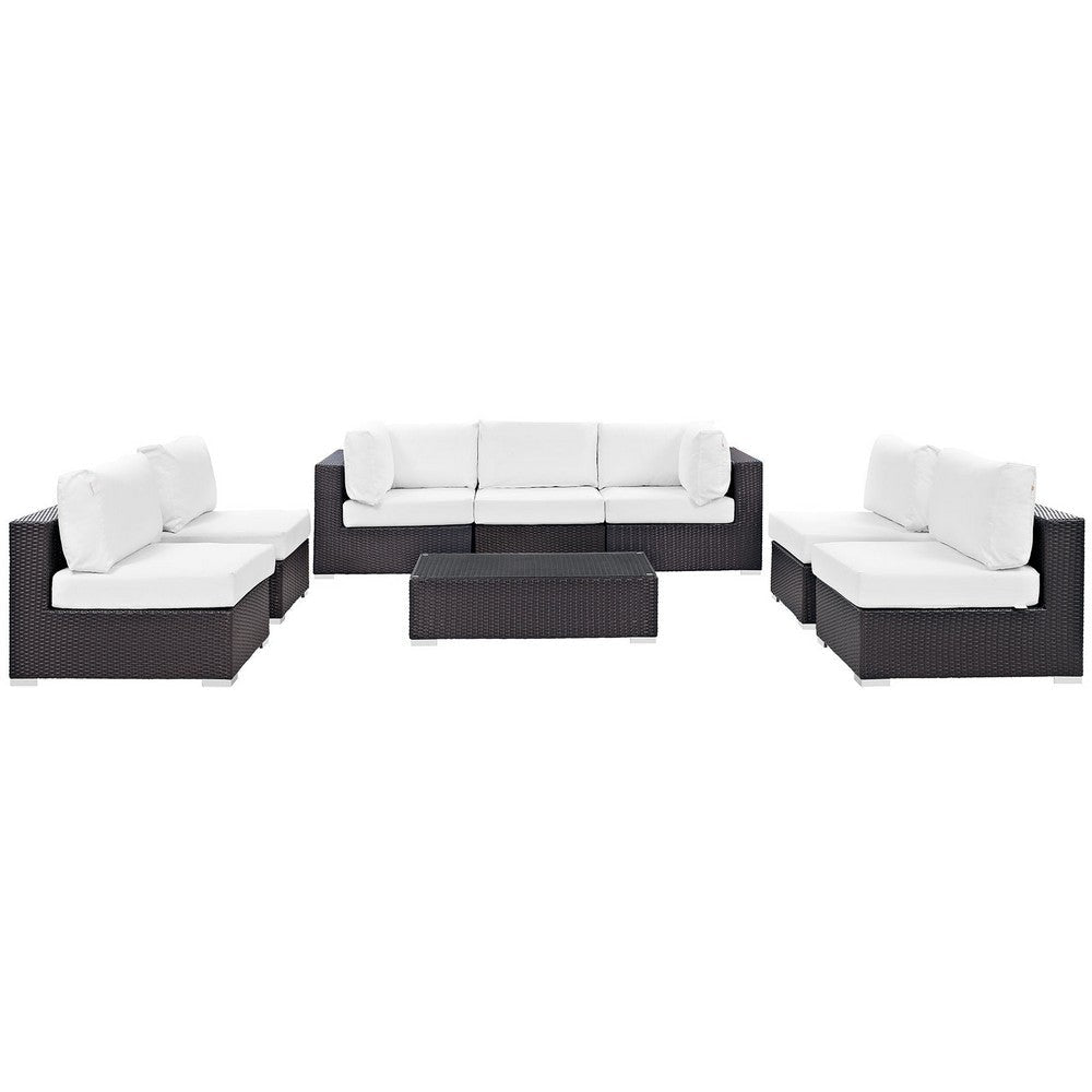 Modway Convene 8-pc Outdoor Patio Sectional Set in Espresso White MDY-EEI-2205-EXP-WHI-SET