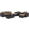 Modway Convene Collection 8-Piece Outdoor Patio Sectional Set in Espresso Mocha