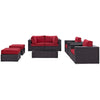 Modway Convene Collection 8-Piece Outdoor Patio Sectional Set in Espresso Red MDY-EEI-2206-EXP-RED-SET