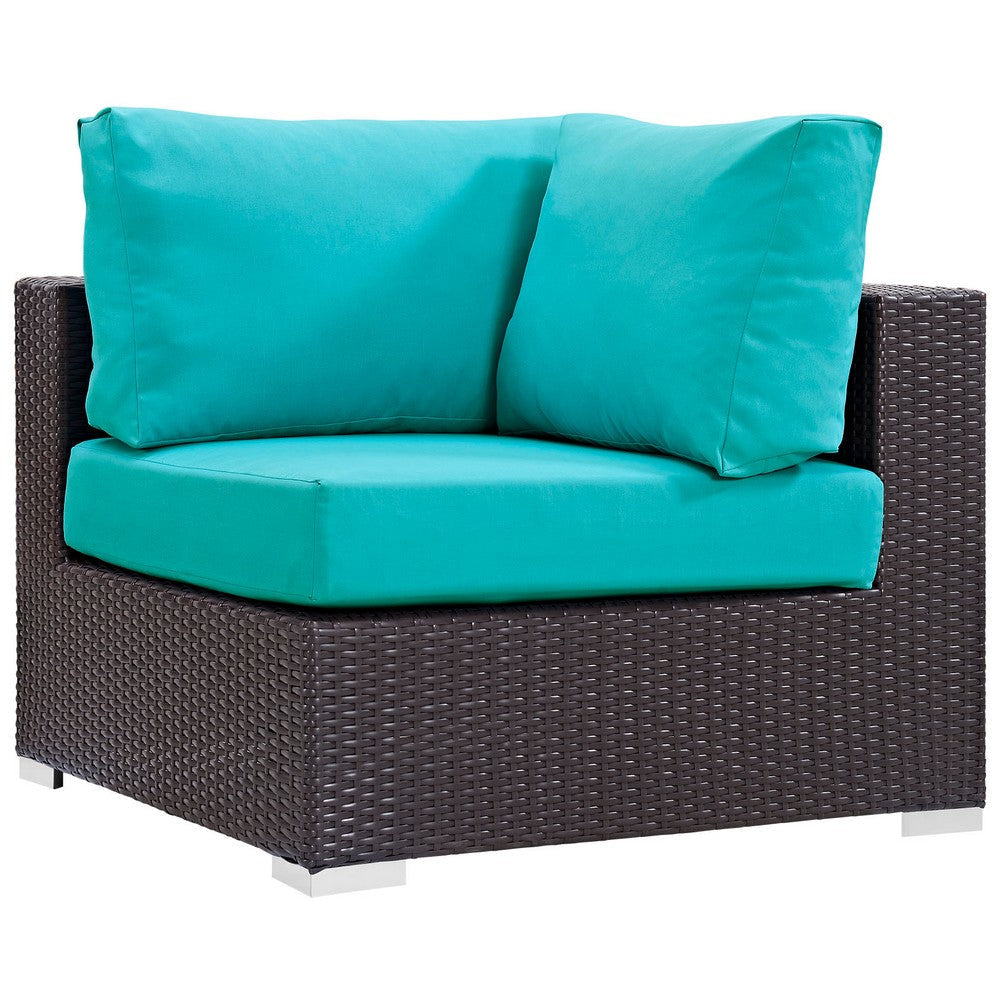 Modway Convene Collection 8-Piece Outdoor Patio Sectional Set in Espresso Turquoise MDY-EEI-2206-EXP-TRQ-SET