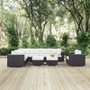 Modway Convene Wicker Rattan 9-Piece Outdoor Patio Sectional Sofa Furniture Set in Espresso White MDY-EEI-2208-EXP-WHI-SET