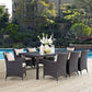 Modway Convene 9-pc Outdoor Patio Dining Set with Washable Cushion Covers in Espresso Beige MDY-EEI-2217-EXP-BEI-SET