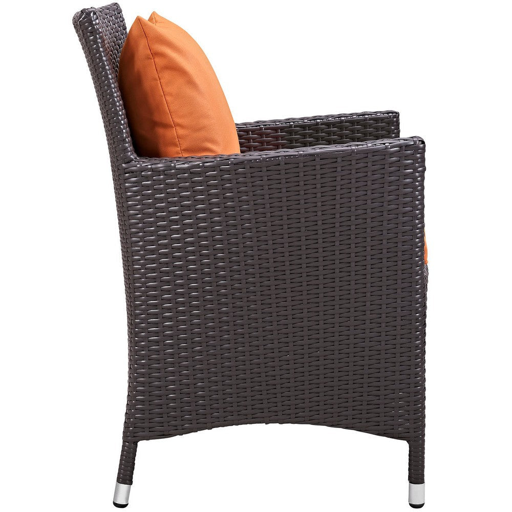 Modway Convene 9-pc Outdoor Patio Dining Set with Washable Cushion Covers in Espresso Orange MDY-EEI-2217-EXP-ORA-SET