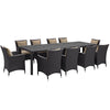 Modway Convene 11-pc Outdoor Patio Dining Set with Washable Cushion Covers in Espresso Mocha