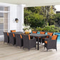 Modway Convene 11-pc Outdoor Patio Dining Set with Washable Cushion Covers in Espresso Orange MDY-EEI-2219-EXP-ORA-SET