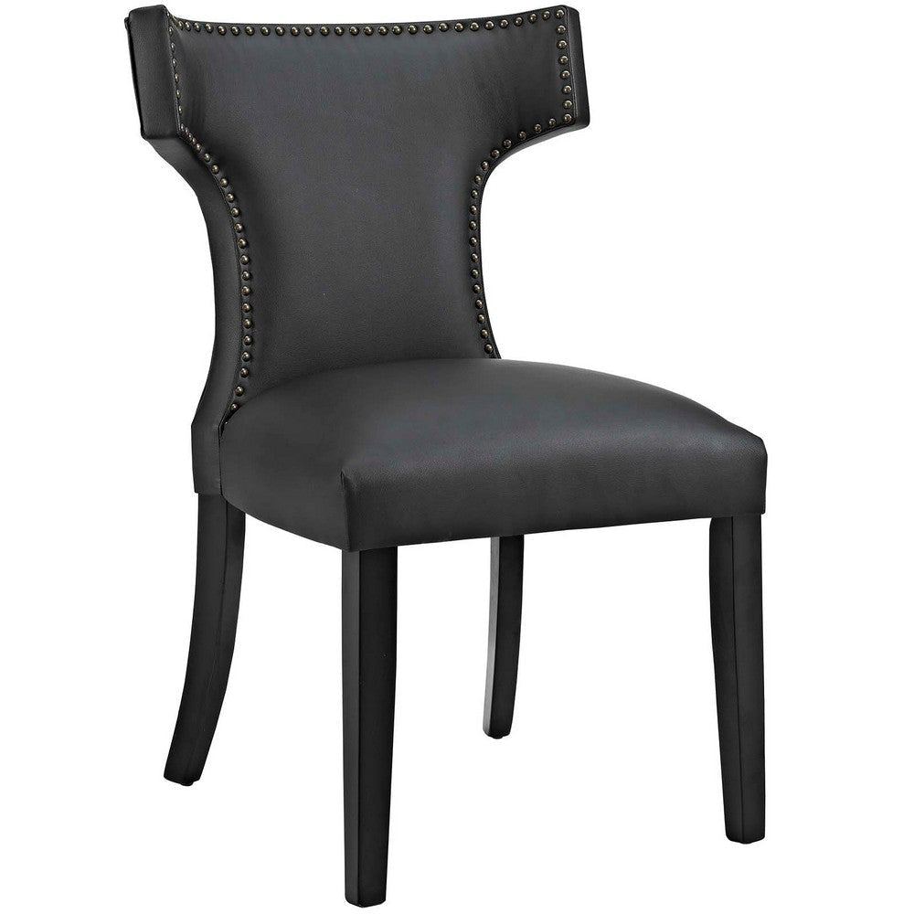 Modway MO- Curve Mid-Century Modern Faux Leather Upholstered with Nailhead Trim, One Chair, Black