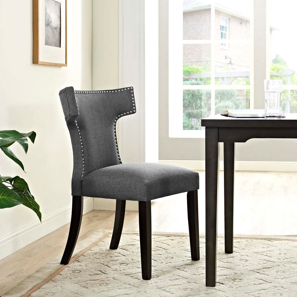 Curve Fabric Dining Chair, Gray  - No Shipping Charges