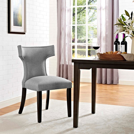 Curve Fabric Dining Chair, Light Gray  - No Shipping Charges
