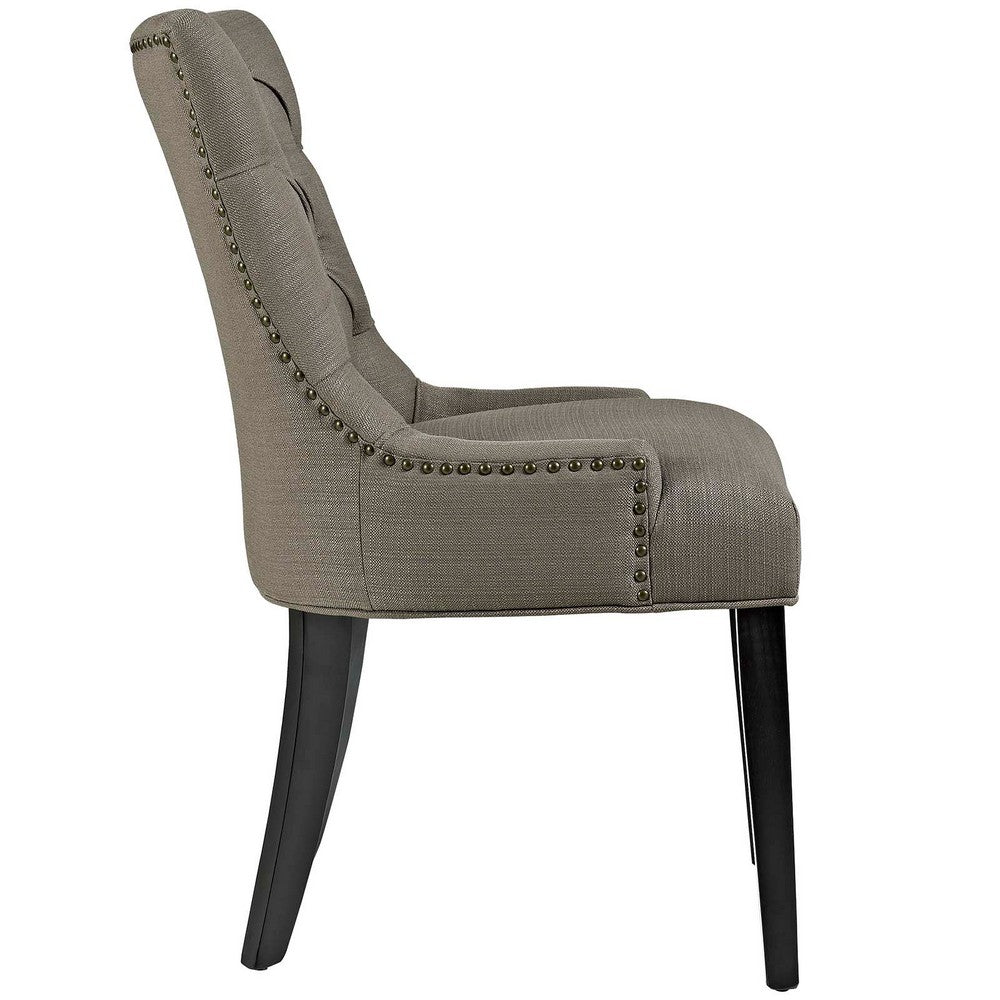 25 Inch Modern Dining Chair, Button Tufted Back, Dark Gray Fabric  - No Shipping Charges