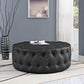 Amour Upholstered Vinyl Ottoman, Black - No Shipping Charges