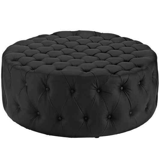 Amour Upholstered Vinyl Ottoman, Black - No Shipping Charges