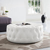 Amour Upholstered Vinyl Ottoman, White - No Shipping Charges