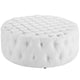 Amour Upholstered Vinyl Ottoman, White - No Shipping Charges