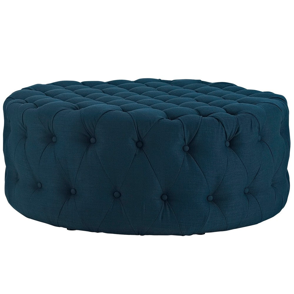 Amour Upholstered Fabric Ottoman, Azure  - No Shipping Charges