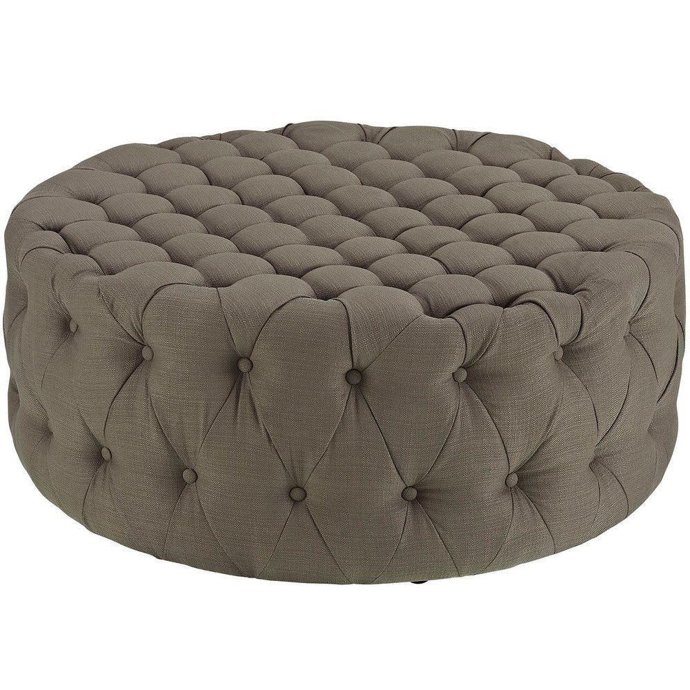 Amour Upholstered Fabric Ottoman, Granite  - No Shipping Charges