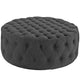 Modway Amour Fabric Upholstered Button-Tufted Round Ottoman in Gray