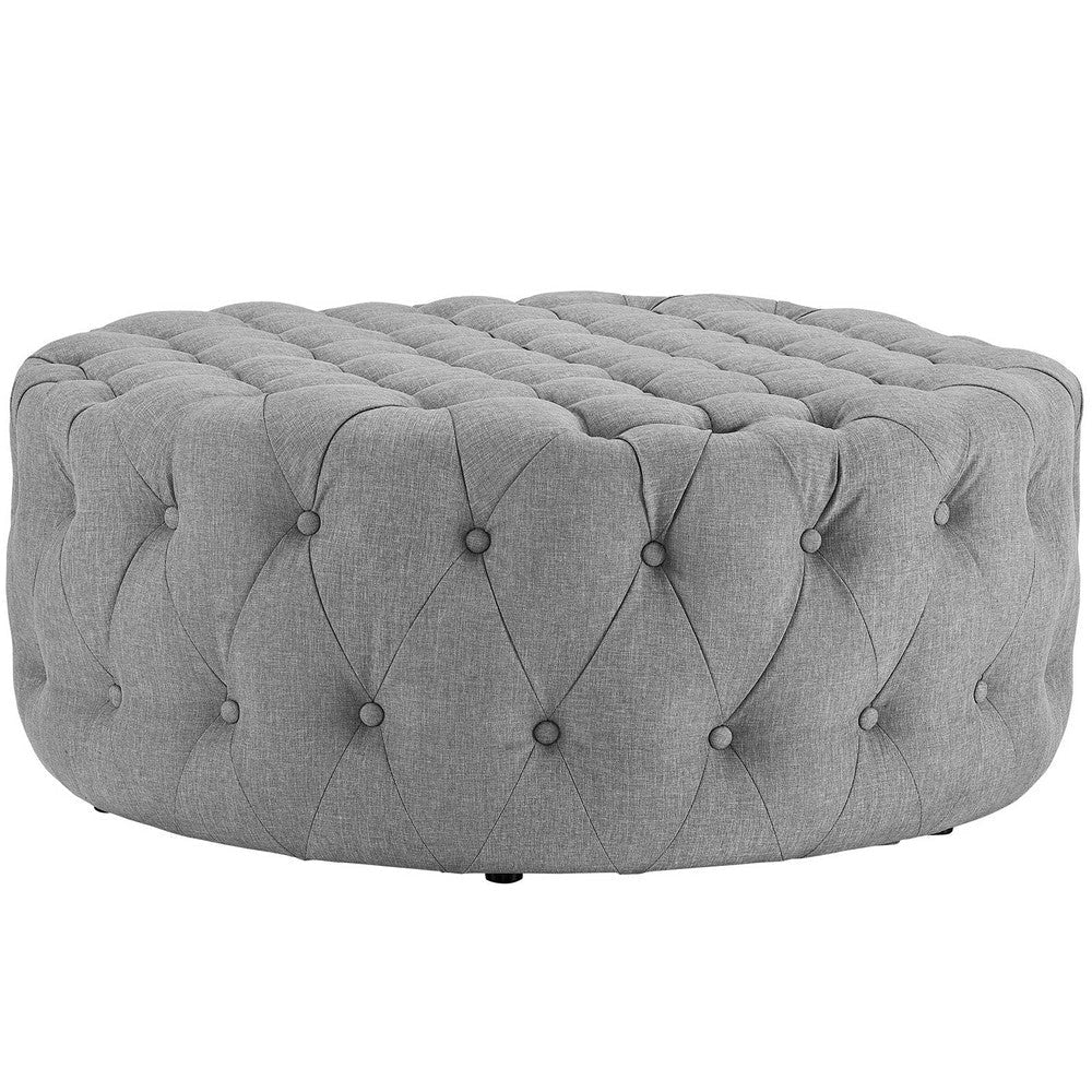 Amour Upholstered Fabric Ottoman, Light Gray  - No Shipping Charges