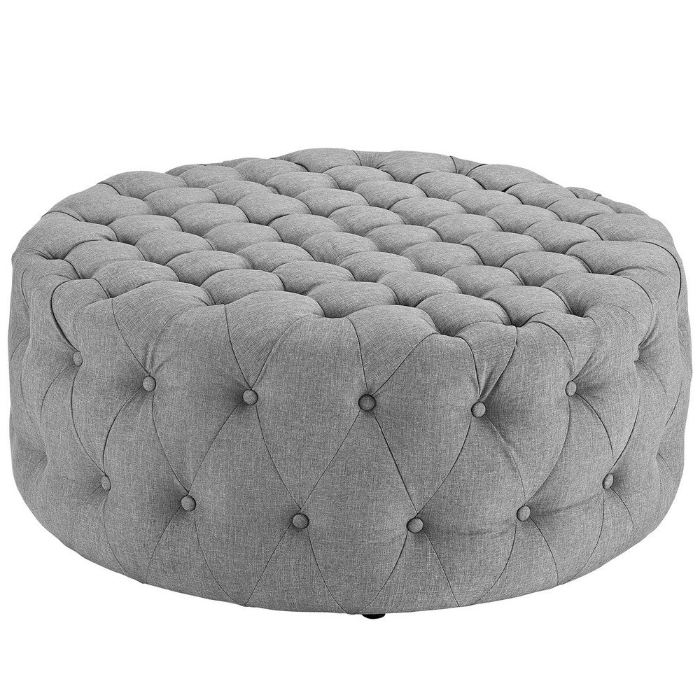Amour Upholstered Fabric Ottoman, Light Gray  - No Shipping Charges