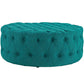 Amour Upholstered Fabric Ottoman, Teal  - No Shipping Charges