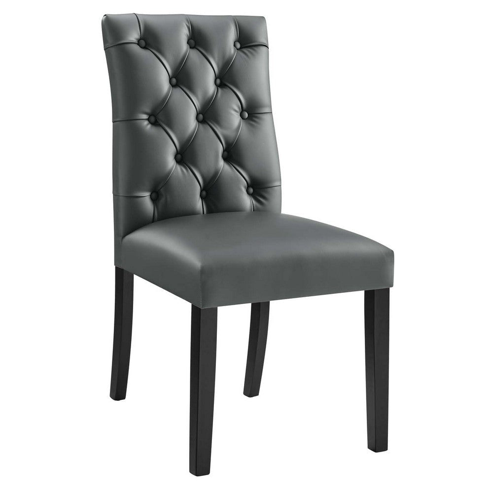 Duchess Button Tufted Vegan Leather Dining Chair - No Shipping Charges MDY-EEI-2230-GRY