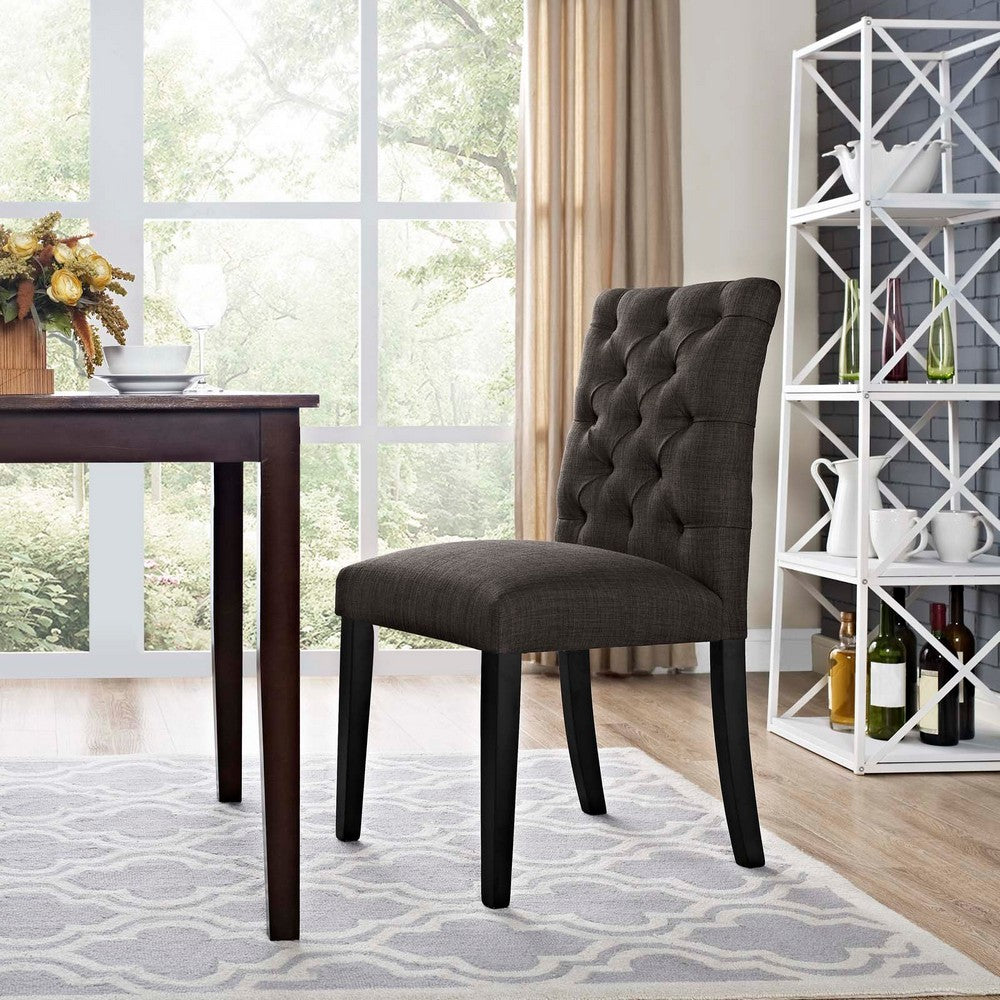 Duchess Button Tufted Fabric Dining Chair by Modway| Brown