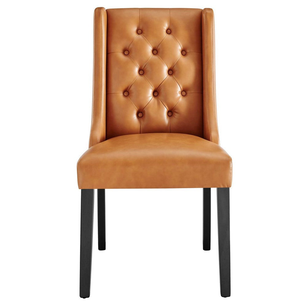 Baronet Button Tufted Vegan Leather Dining Chair - No Shipping Charges MDY-EEI-2234-TAN