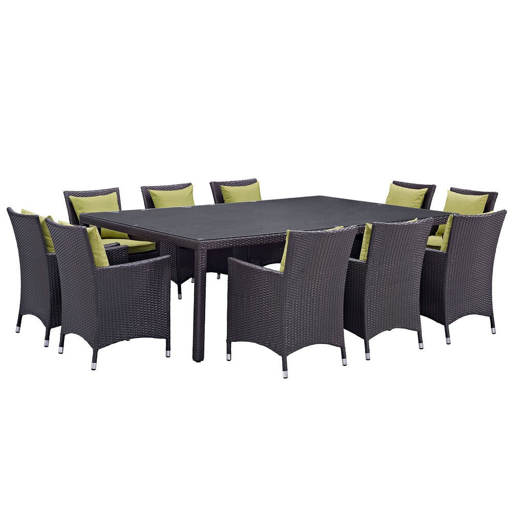 Modway Convene Collection 11-Piece Outdoor Patio Dining Set in Espresso Peridot