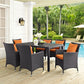 Modway Convene Wicker Rattan 7-Piece Outdoor Patio Dining Set in Espresso Orange MDY-EEI-2241-EXP-ORA-SET