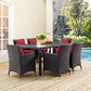 Modway EEI-2241-EXP-RED-SET 7 Piece Convene Wicker Rattan Outdoor Patio Set Dining for Six - Large Espresso Red MDY-EEI-2241-EXP-RED-SET