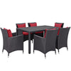 Modway EEI-2241-EXP-RED-SET 7 Piece Convene Wicker Rattan Outdoor Patio Set, Dining for Six - Large, Espresso Red