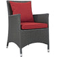 Modway EEI-2242-CHC-RED-SET Sojourn Wicker Rattan Outdoor Patio Sunbrella Dining Chairs in Canvas Red Two Armchairs MDY-EEI-2242-CHC-RED-SET