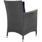 Modway EEI-2243-CHC-NAV-SET Sojourn Wicker Rattan Outdoor Patio Sunbrella Dining Chairs in Canvas Navy Four Armchairs