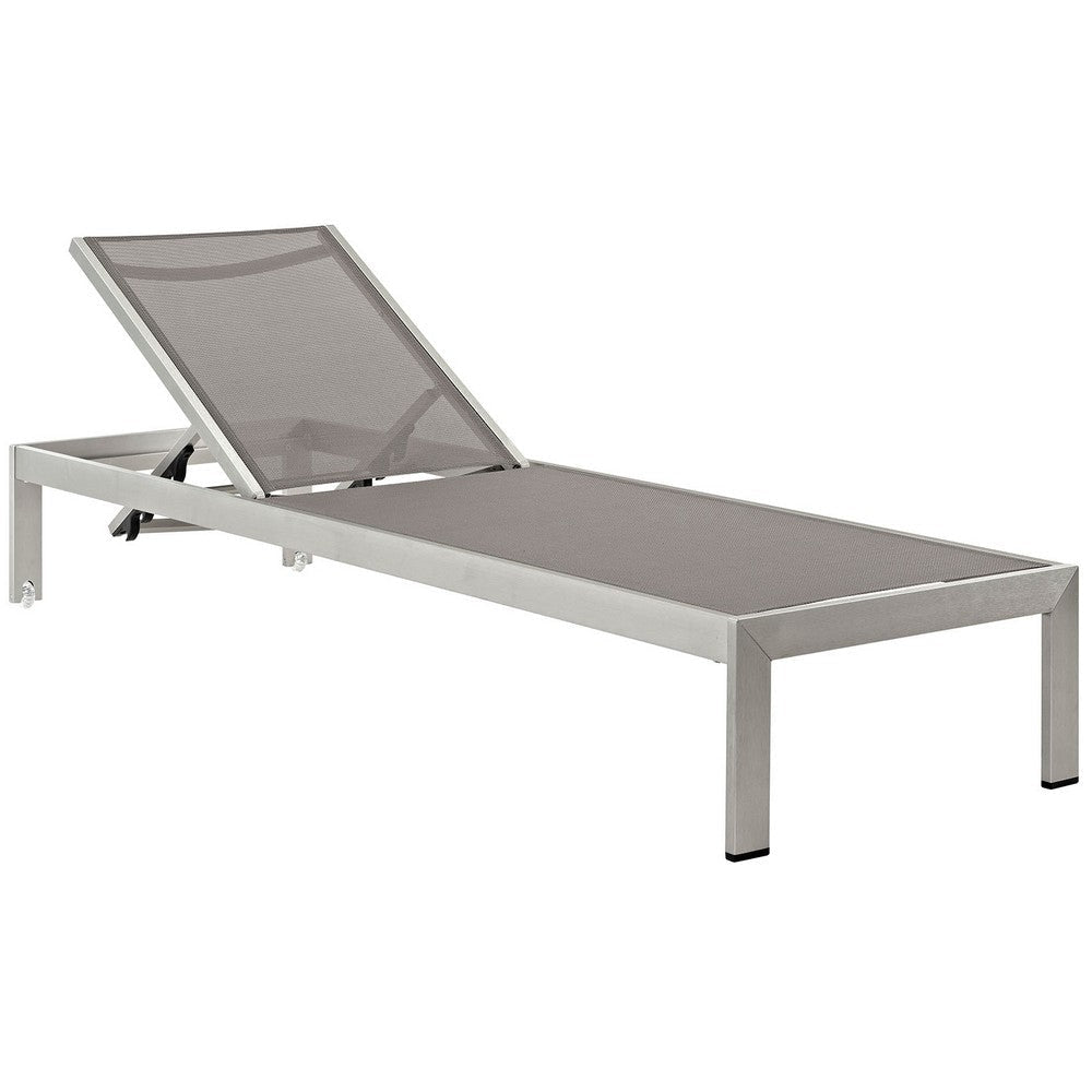 Silver Gray Shore Outdoor Patio Aluminum Chaise - No Shipping Charges MDY-EEI-2247-SLV-GRY