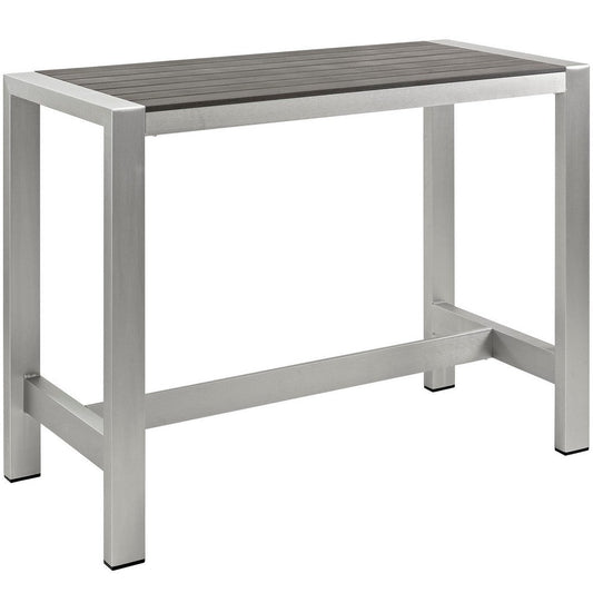 Silver Gray Shore Outdoor Patio Aluminum Bar Table - No Shipping Charges
