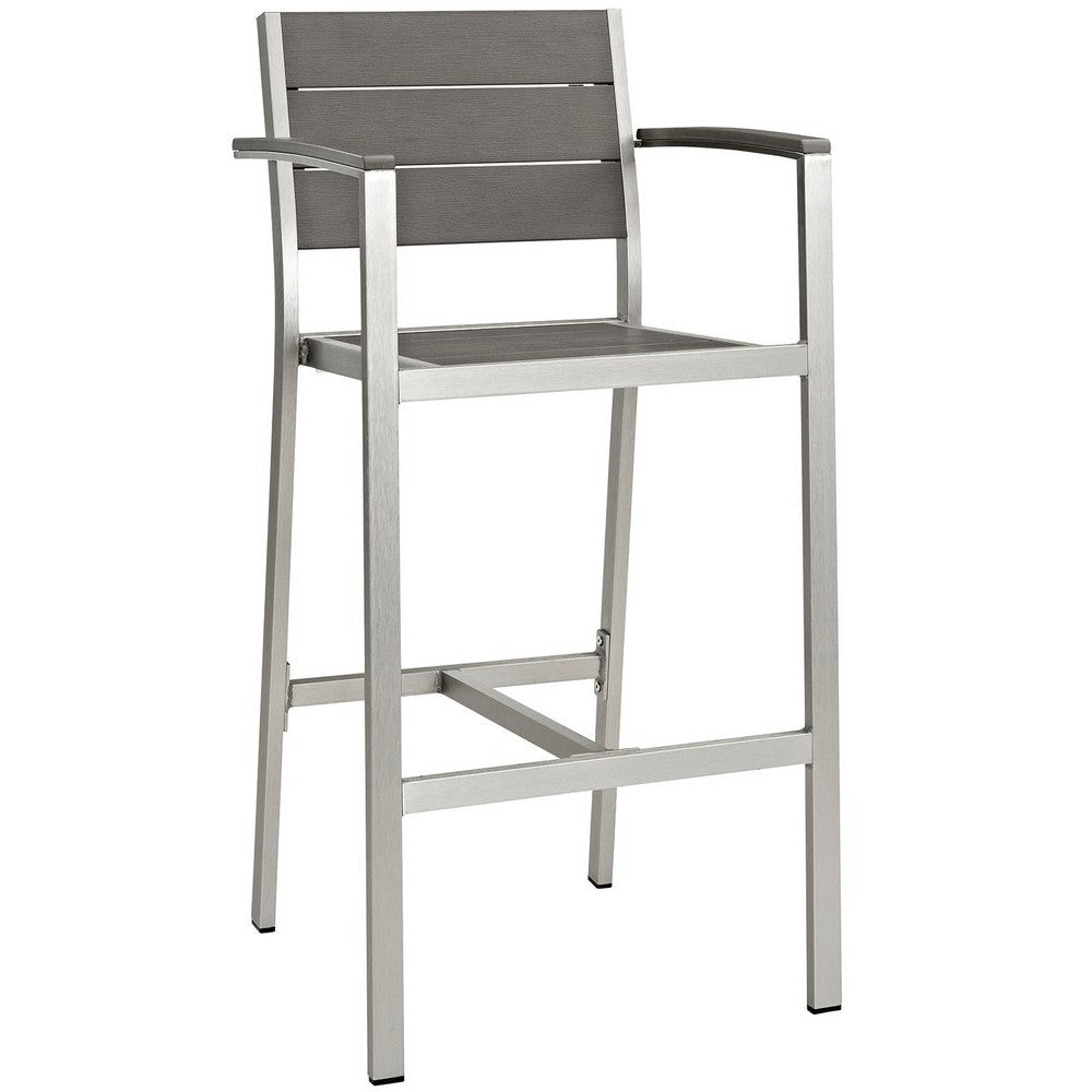 Silver Gray Shore Outdoor Patio Aluminum Bar Stool - No Shipping Charges MDY-EEI-2254-SLV-GRY