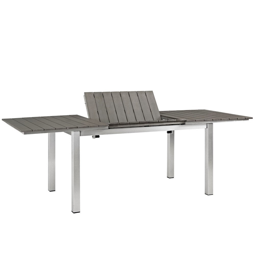 Shore Outdoor Patio Aluminum Dining Table by Modway| Silver Gray