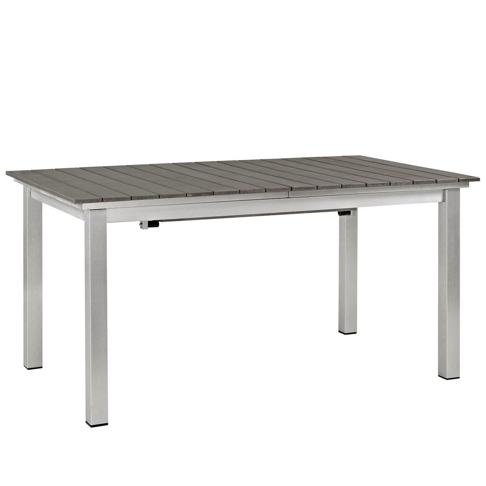 Shore Outdoor Patio Aluminum Dining Table by Modway| Silver Gray