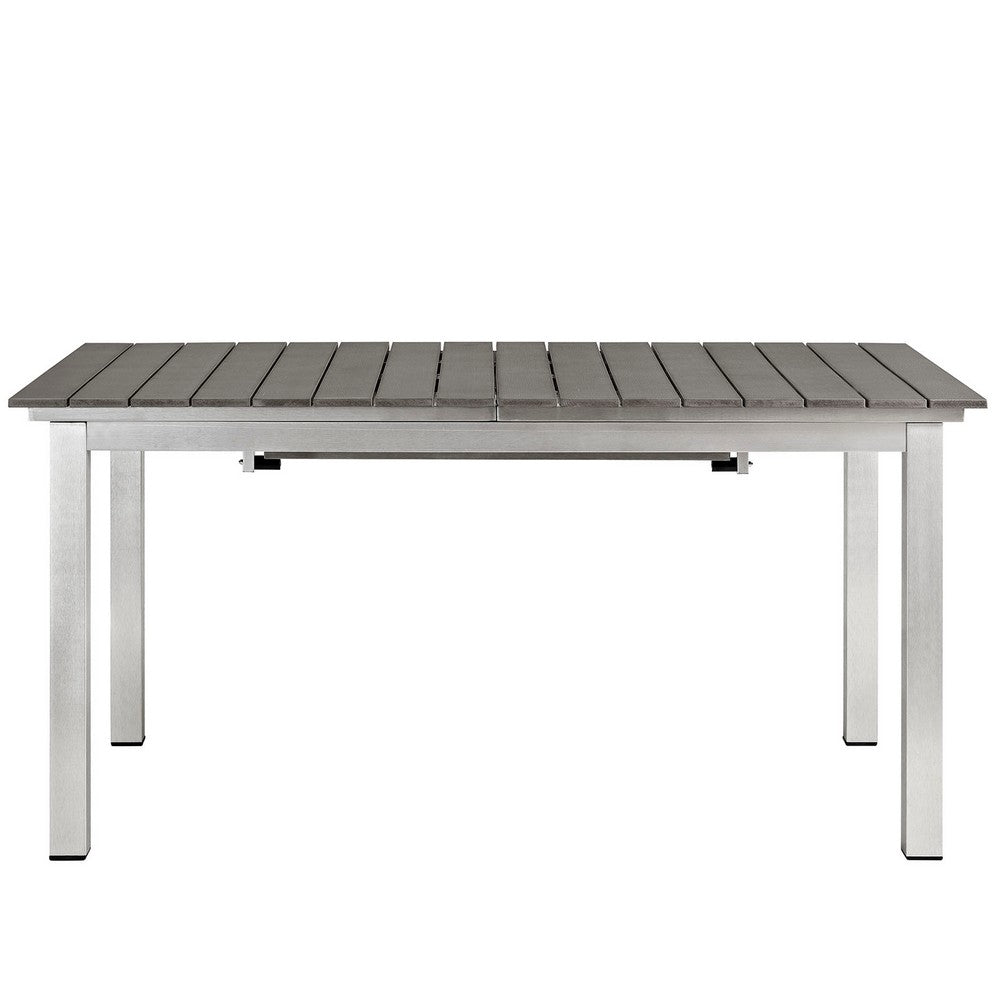 Shore Outdoor Patio Aluminum Dining Table by Modway| Silver Gray