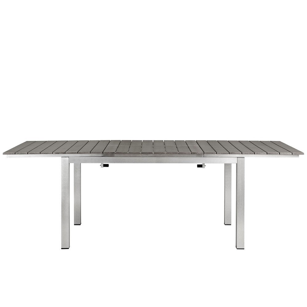 Shore Outdoor Patio Aluminum Dining Table by Modway| Silver Gray
