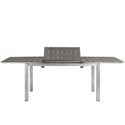 Shore Outdoor Patio Aluminum Dining Table by Modway| Silver Gray