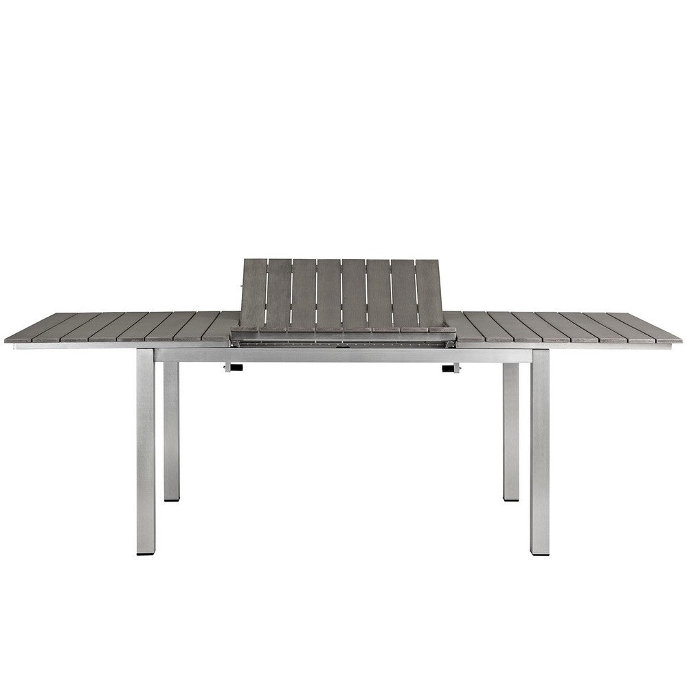 Shore Outdoor Patio Aluminum Dining Table by Modway| Silver Gray