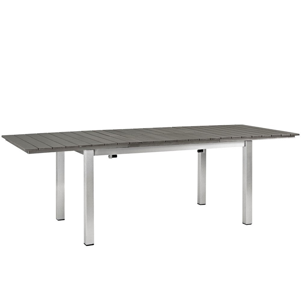 Shore Outdoor Patio Aluminum Dining Table by Modway| Silver Gray
