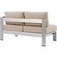 Shore Right-Arm Corner Sectional Outdoor Patio Aluminum Loveseat by Modway| Silver Beige