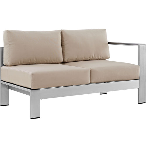 Shore Right-Arm Corner Sectional Outdoor Patio Aluminum Loveseat by Modway| Silver Beige