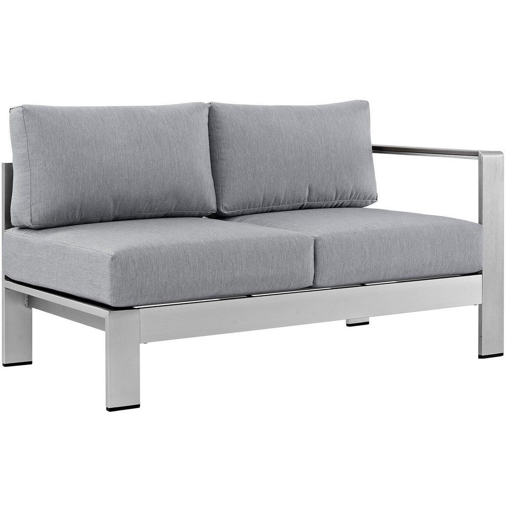 Silver Gray Shore Outdoor Patio Aluminum Right-Arm Loveseat - No Shipping Charges