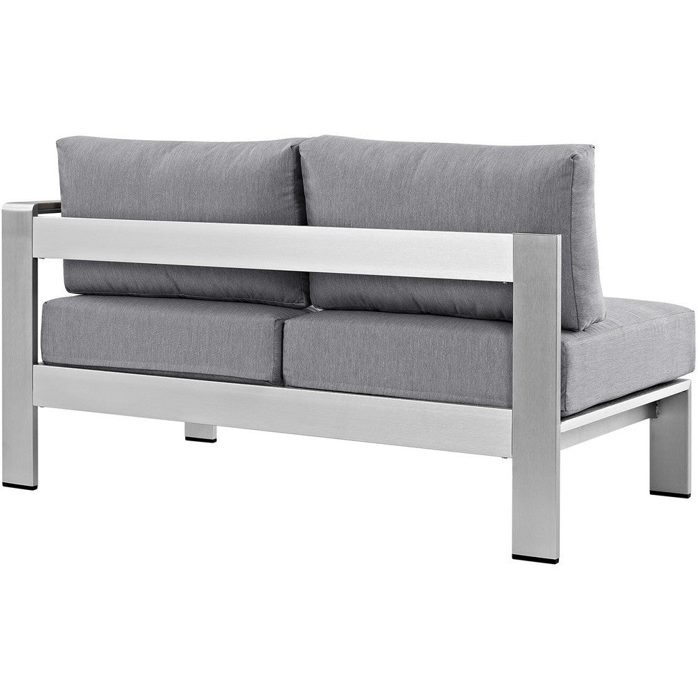 Silver Gray Shore Outdoor Patio Aluminum Right-Arm Loveseat - No Shipping Charges