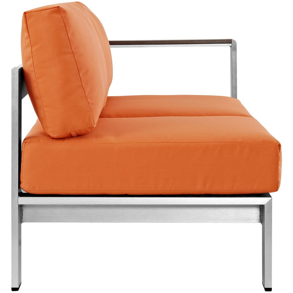 Shore Right-Arm Corner Sectional Outdoor Patio Aluminum Loveseat by Modway| Silver Orange